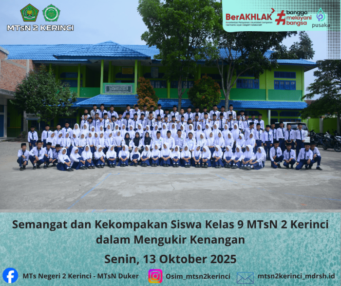 Kebersamaan Siswa Kelas 9 MTsN 2 Kerinci Abadikan Kenangan