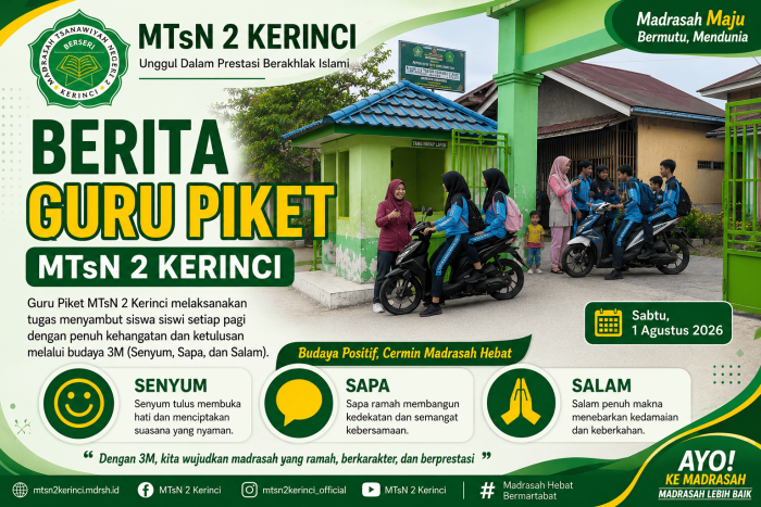 Guru MTsN 2 Kerinci Terapkan Budaya 3M Sambut Siswa Guru MTsN 2 Kerinci Terapkan Budaya 3M Sambut Siswa