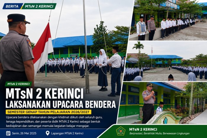 Polsek Air Hangat Berikan Pembinaan Karakter dan Kesadaran Hukum kepada Siswa MTsN 2 Kerinci Melalui Apel Pagi