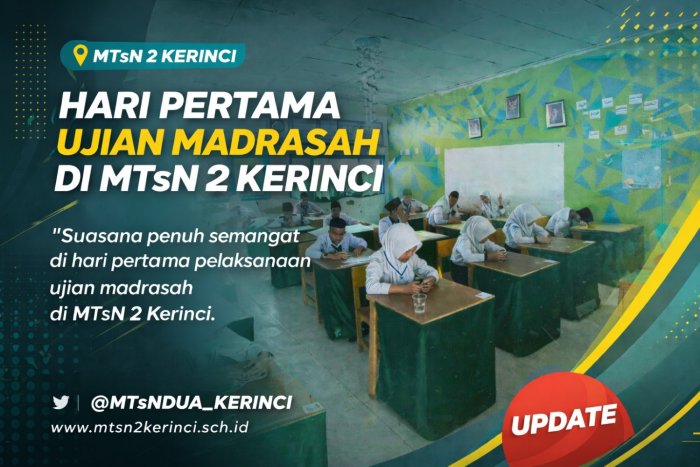 Hari Pertama Ujian Madrasah di MTsN 2 Kerinci Berjalan Tertib dan Lancar