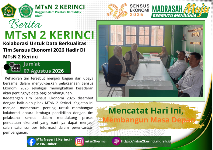 Kolaborasi untuk Data Berkualitas, Tim Sensus Ekonomi 2026 Hadir di MTsN 2 Kerinci Kolaborasi untuk Data Berkualitas, Tim Sensus Ekonomi 2026 Hadir di MTsN 2 Kerinci