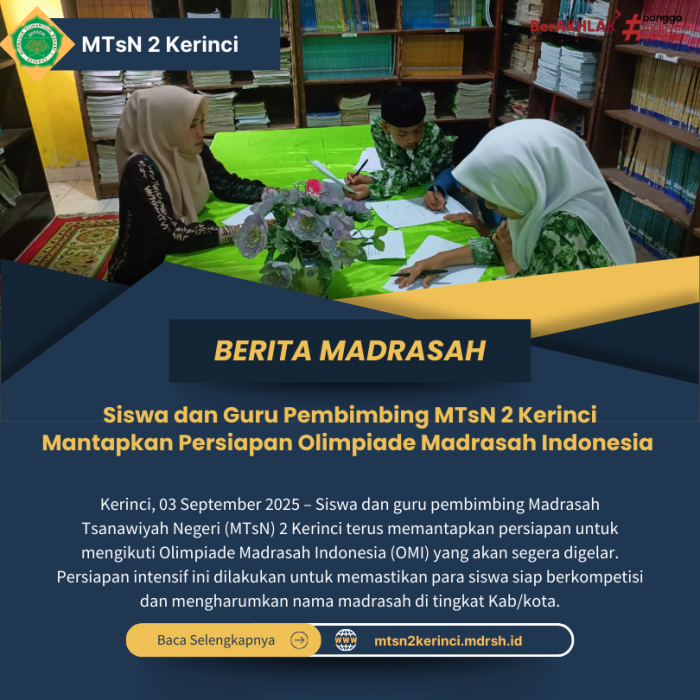 Siswa dan Guru Pembimbing MTsN 2 Kerinci Mantapkan Persiapan Olimpiade Madrasah Indonesia