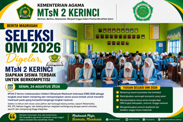 Seleksi OMI 2026 Digelar, MTsN 2 Kerinci Siapkan Siswa Terbaik untuk Berkompetisi Seleksi OMI 2026 Digelar, MTsN 2 Kerinci Siapkan Siswa Terbaik untuk Berkompetisi