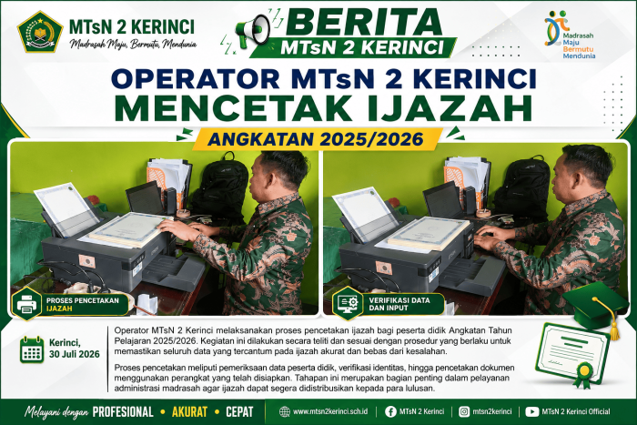 Profesional dan Presisi, Operator MTsN 2 Kerinci Kawal Proses Pencetakan Ijazah hingga Tuntas Profesional dan Presisi, Operator MTsN 2 Kerinci Kawal Proses Pencetakan Ijazah hingga Tuntas