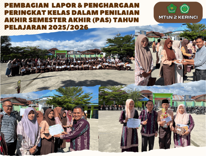 MTsN 2 Kerinci Bagikan Rapor dan Penghargaan Siswa Berprestasi
